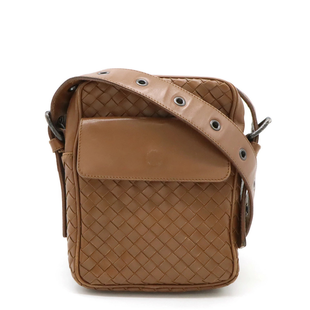 BOTTEGA VENETA Intrecciato Crossbody Bag Leather Brown